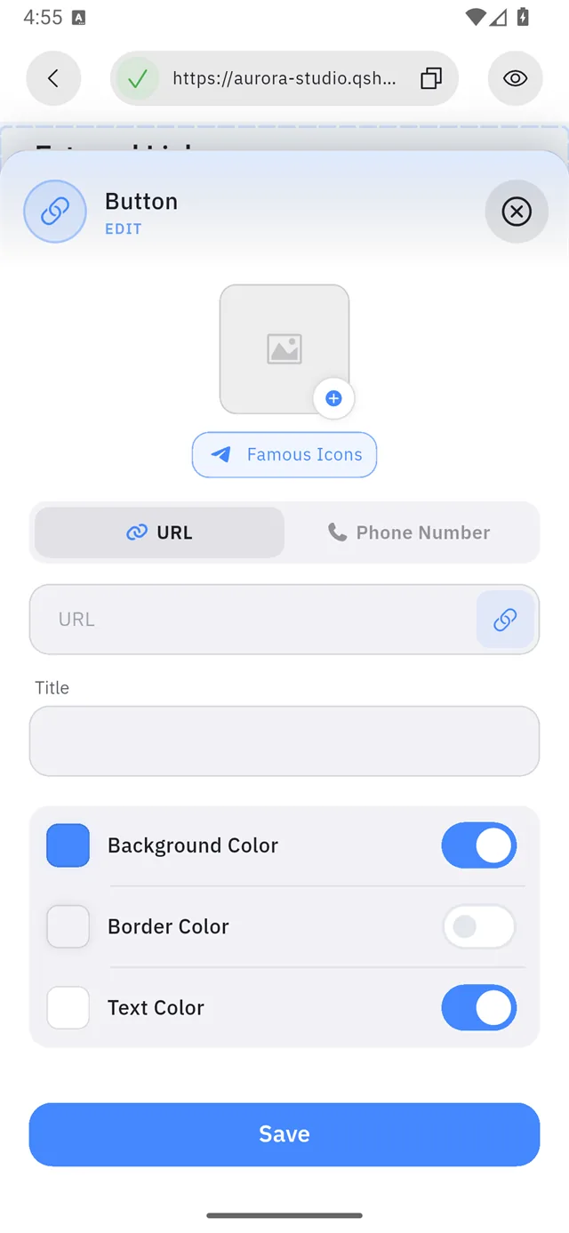 The button item editor