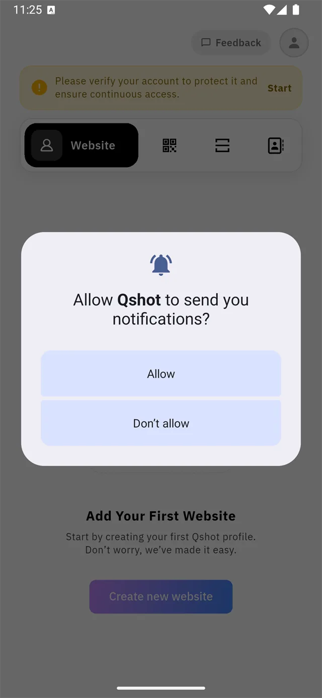 The notification permission prompt