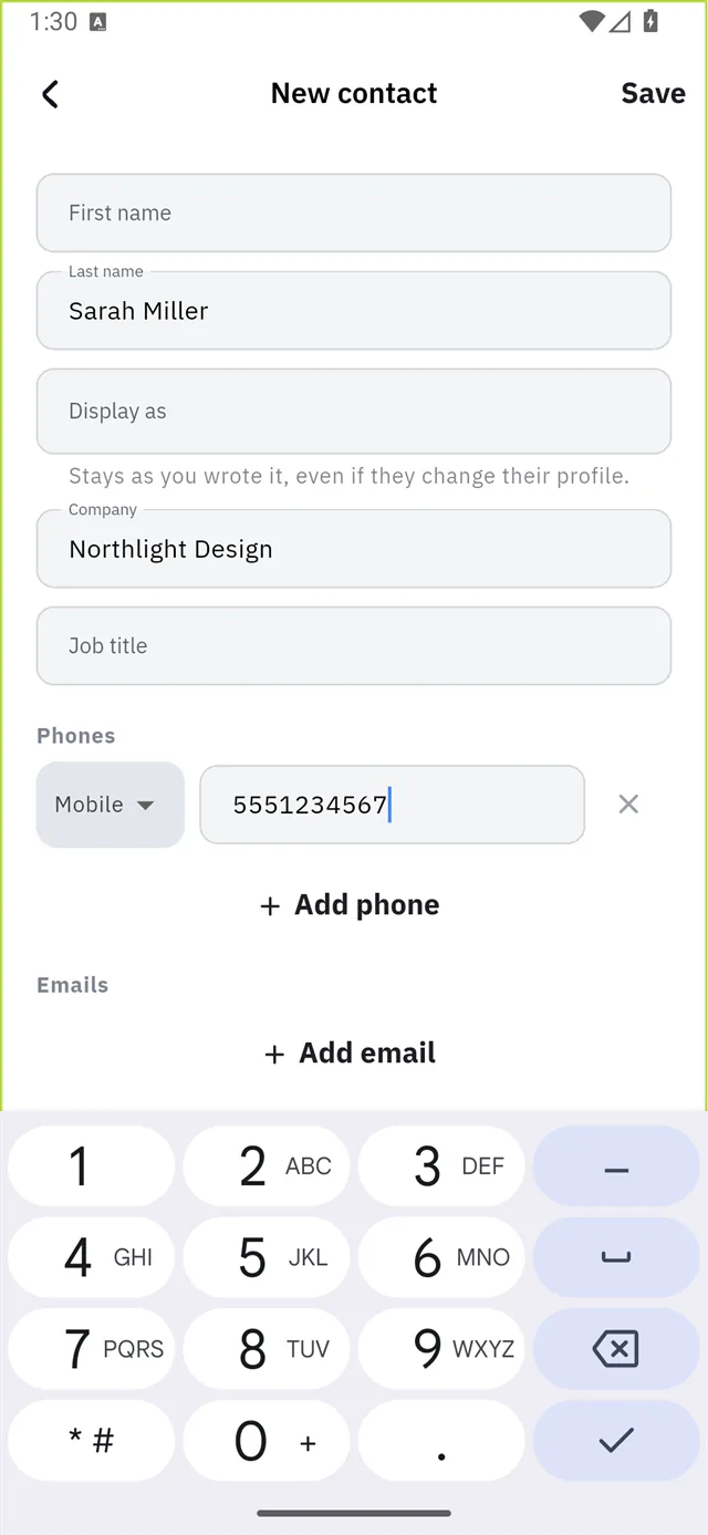 The contact editor