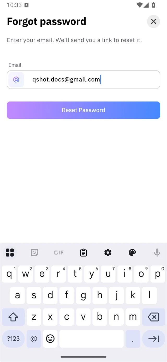 The email filled in