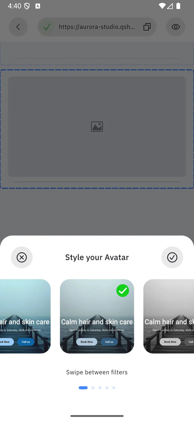 Style your Avatar: five filters to swipe between